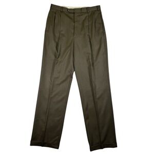 Brooks Brothers 346 Mens‎ 34x34 Green Madison Fit Flat Front Wool Pants